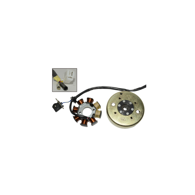 ignition + flywheel 4-pole sco kymco 4t, china retro/torino, django, kisbee 4t, sco china 4t, sco gy6, v-clic e0801bz