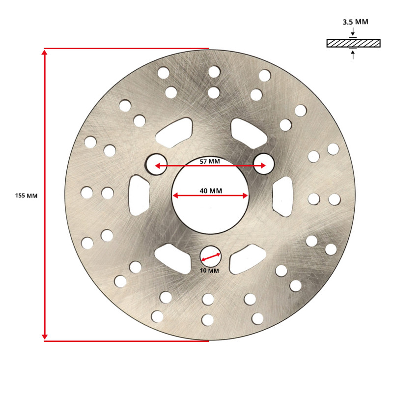 brake disc DMP 3-holes 155mm front 155mm sco gy6, v-clic