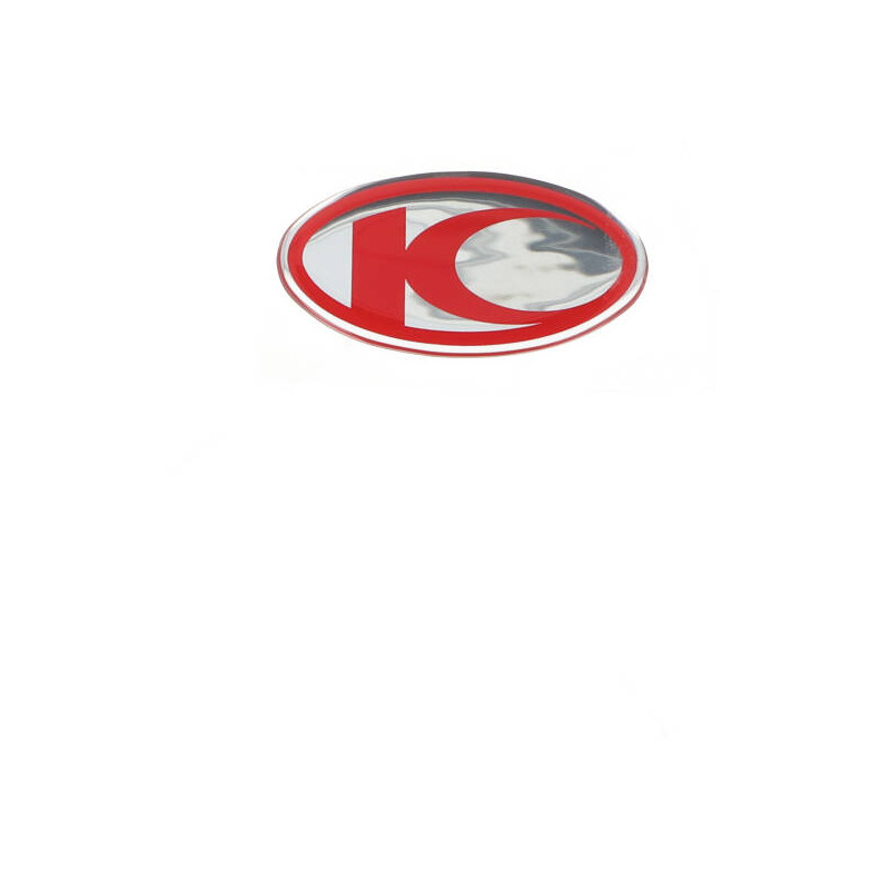 embleem Kymco origineel logo beenschild 30mm rood grand dink, super-9, vitality 86102-kfa6-e00-t01