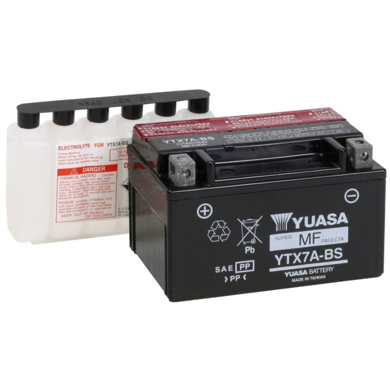 battery Yuasa ytx7a-bs free of maintenance peugeot-4t, sco kymco 4t, sco china 4t, sco sym 4t