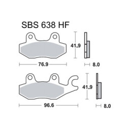 remblokset sbs voor filly, gpr, k-pipe, new dink, sco kymco 4t, sento, silence, tzr 134hf